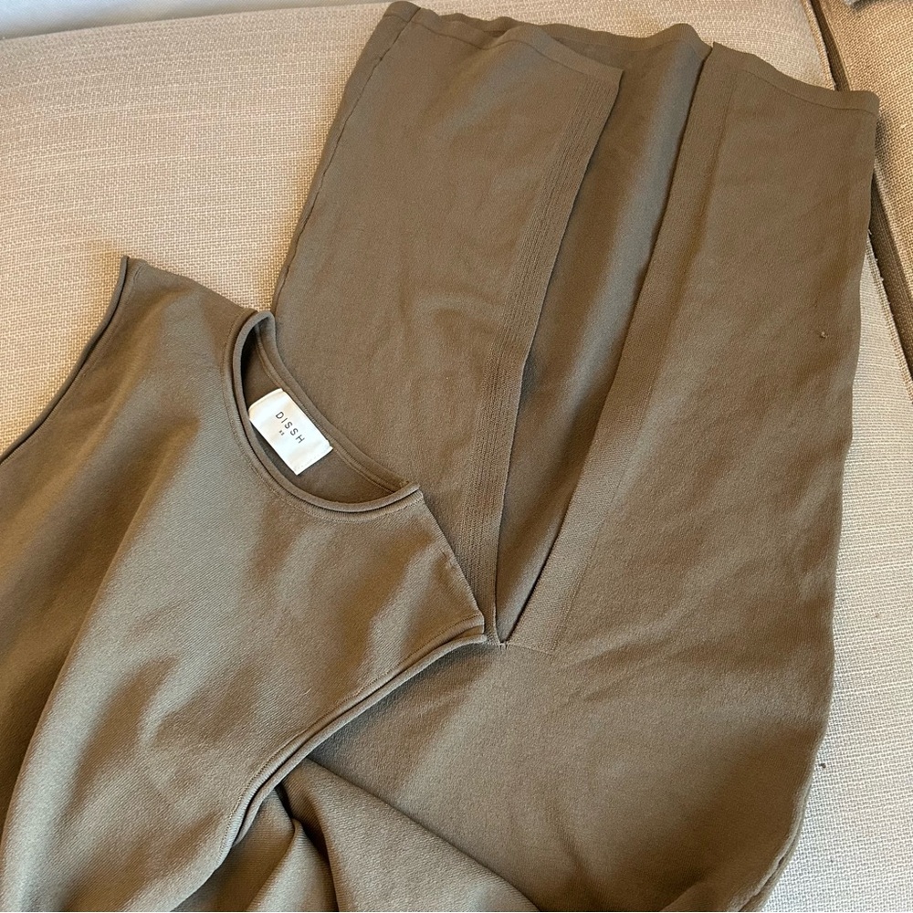 Dissh Romy Sleeveless Maxi Knit Dress - Khaki Olive Military Green Stretchy - Picture 6 of 8